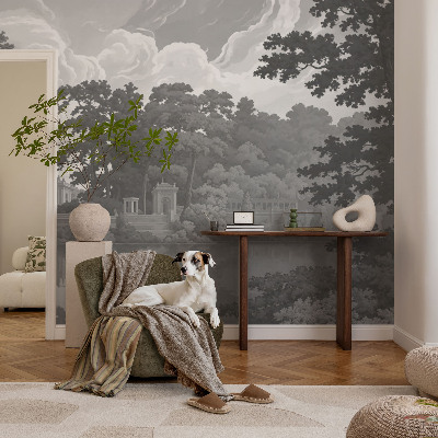Self-adhesive wall mural featuring a natural landscape