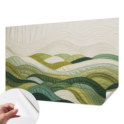 Stick-on wall mural featuring a fabric hills design