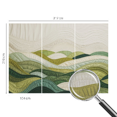Stick-on wall mural featuring a fabric hills design