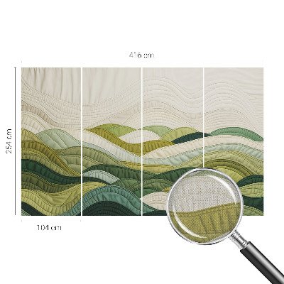 Stick-on wall mural featuring a fabric hills design