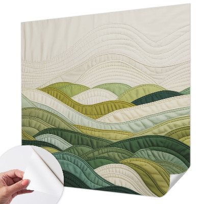 Stick-on wall mural featuring a fabric hills design