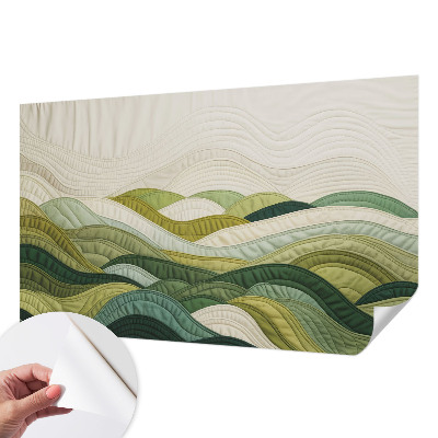Stick-on wall mural featuring a fabric hills design