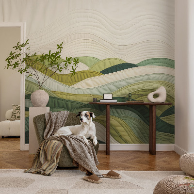 Stick-on wall mural featuring a fabric hills design