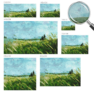 Removable wall mural wallpaper with green landscape motif