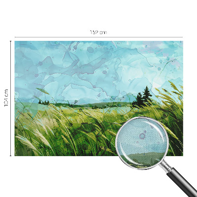 Removable wall mural wallpaper with green landscape motif