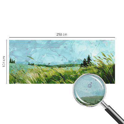 Removable wall mural wallpaper with green landscape motif