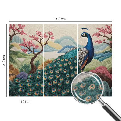 Peel and stick wall mural for living room with an exotic beauty design
