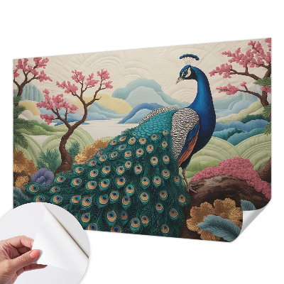 Peel and stick wall mural for living room with an exotic beauty design