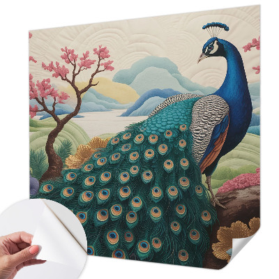 Peel and stick wall mural for living room with an exotic beauty design