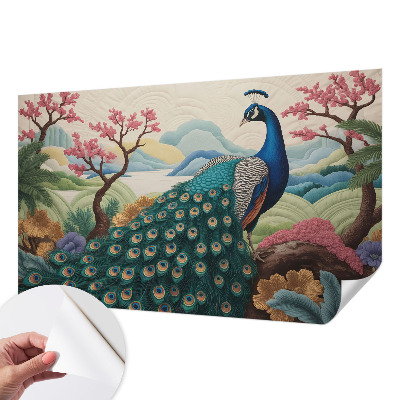 Peel and stick wall mural for living room with an exotic beauty design
