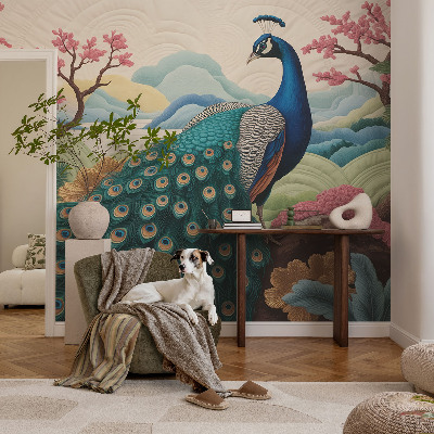 Peel and stick wall mural for living room with an exotic beauty design