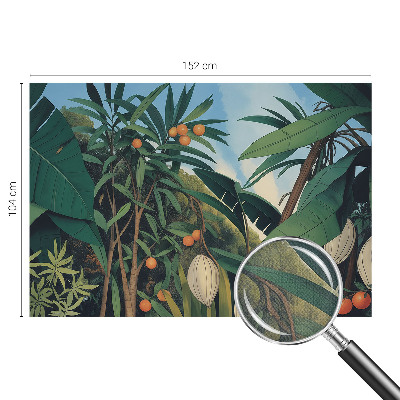 3D wall mural with a tropical jungle motif