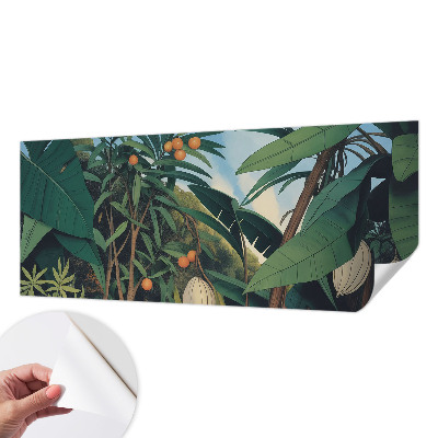 3D wall mural with a tropical jungle motif