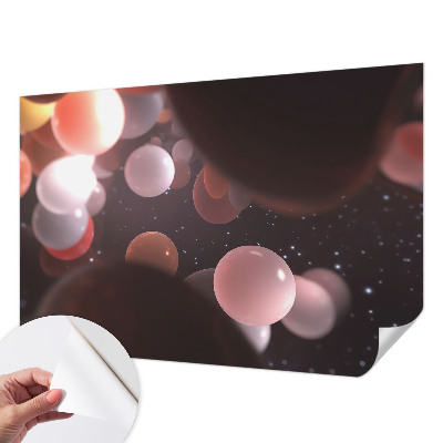 Peel and stick wall mural for bedroom with a space balls design