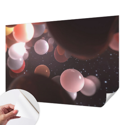 Peel and stick wall mural for bedroom with a space balls design