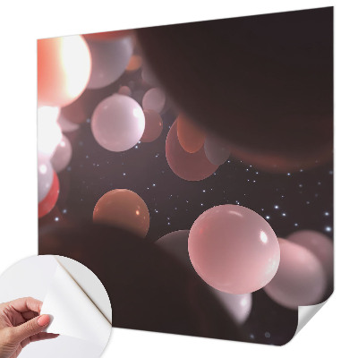 Peel and stick wall mural for bedroom with a space balls design