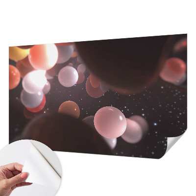 Peel and stick wall mural for bedroom with a space balls design