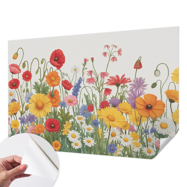 3D photo wallpaper mural with a flower meadow design