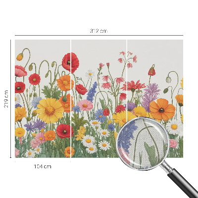 3D photo wallpaper mural with a flower meadow design