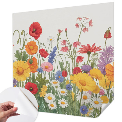 3D photo wallpaper mural with a flower meadow design