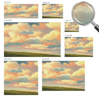 Baby room wall mural with a sky and clouds motif
