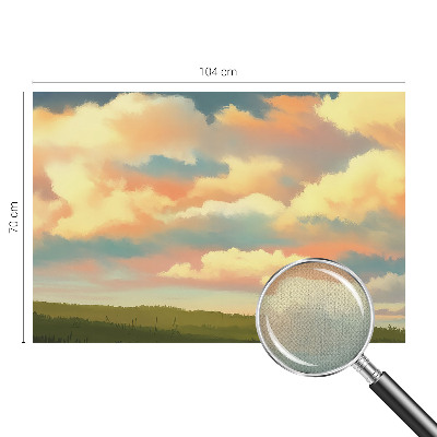Baby room wall mural with a sky and clouds motif