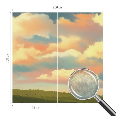 Baby room wall mural with a sky and clouds motif