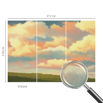 Baby room wall mural with a sky and clouds motif