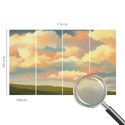 Baby room wall mural with a sky and clouds motif