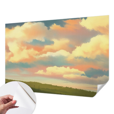 Baby room wall mural with a sky and clouds motif
