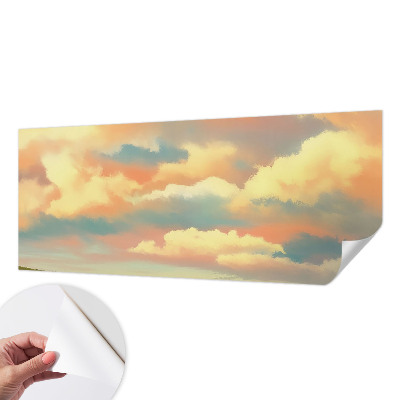 Baby room wall mural with a sky and clouds motif