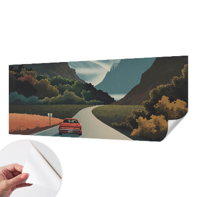 Nursery wall mural with a mountain adventure design for children's rooms