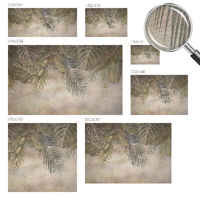 Baby room wall mural with a tropical leaves motif