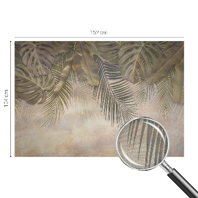 Baby room wall mural with a tropical leaves motif