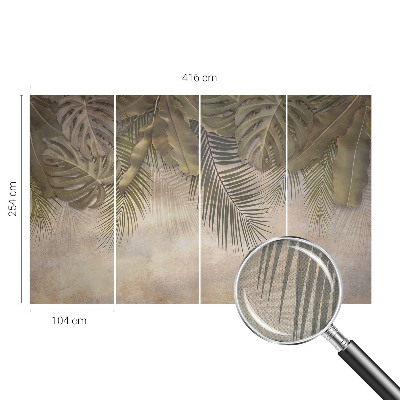 Baby room wall mural with a tropical leaves motif