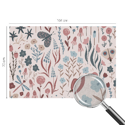 Children's wall mural with a floral and insect motif