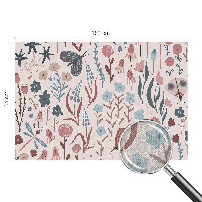 Children's wall mural with a floral and insect motif