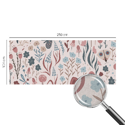 Children's wall mural with a floral and insect motif