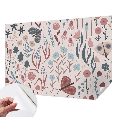 Children's wall mural Flowers insects