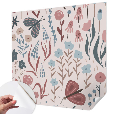 Children's wall mural Flowers insects