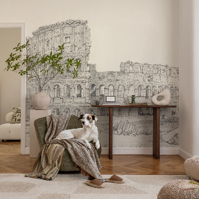 Peel and stick wallpaper mural featuring an ancient ruins scene