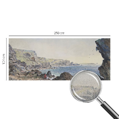 Self-adhesive wall mural with a design of a quiet coast