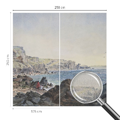 Self-adhesive wall mural with a design of a quiet coast