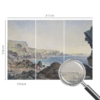 Self-adhesive wall mural with a design of a quiet coast
