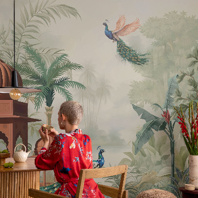 Self-adhesive photo wallpaper with a Peacock Gardens motif