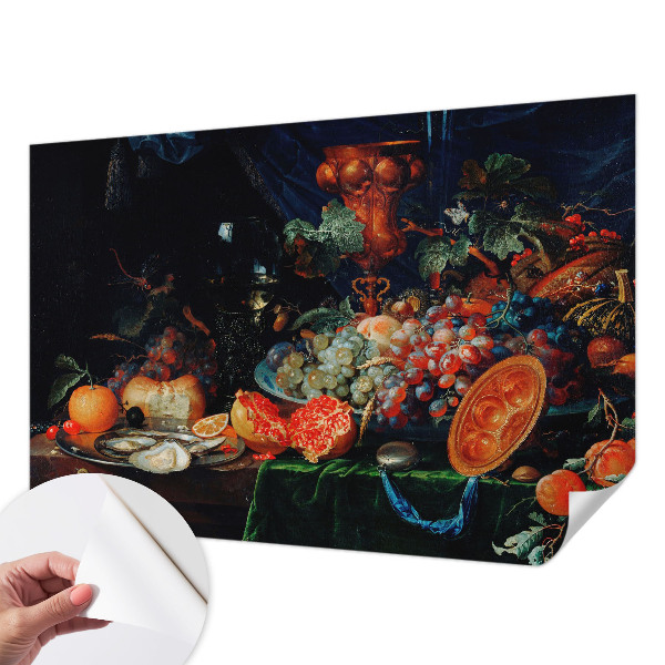 Removable wall mural wallpaper featuring a fruity abundance design