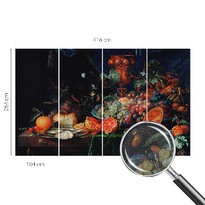 Removable wall mural wallpaper featuring a fruity abundance design