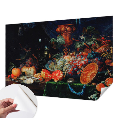 Removable wall mural wallpaper featuring a fruity abundance design