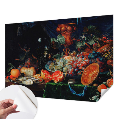Removable wall mural wallpaper featuring a fruity abundance design