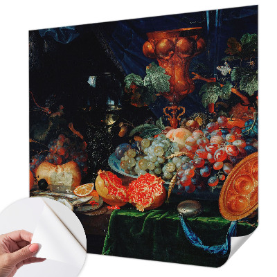 Removable wall mural wallpaper featuring a fruity abundance design